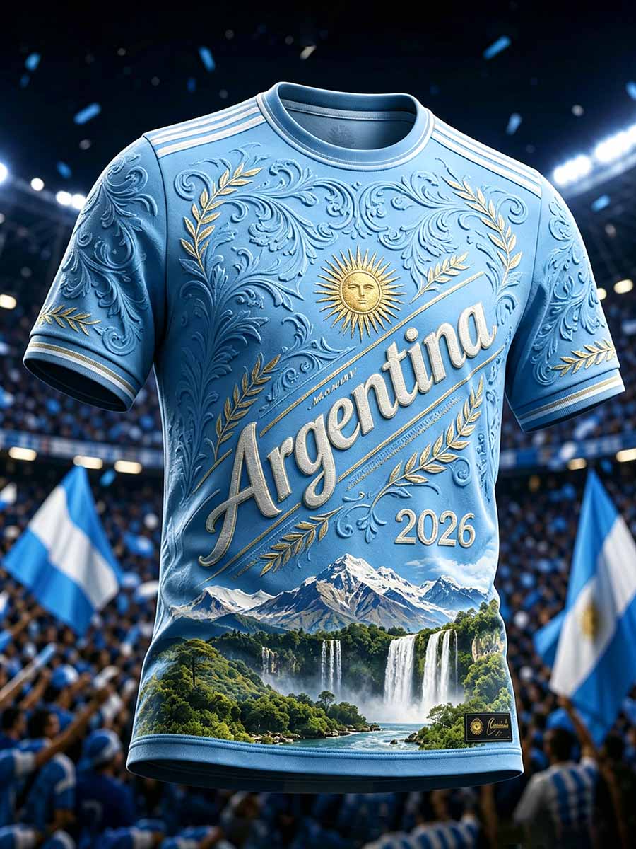 Men's Fashion Argentine Football Print T-Shirt