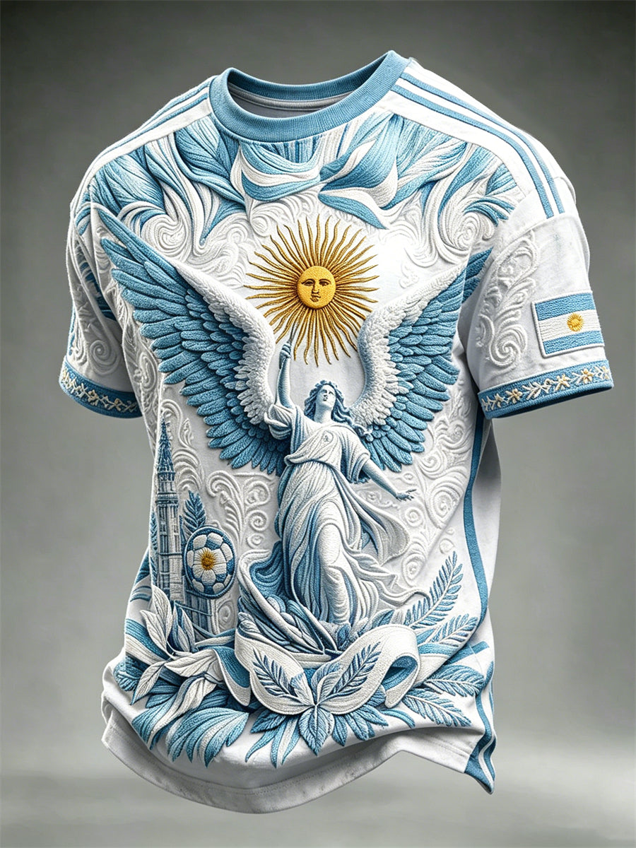 Men's Argentina Angel & Football Flag Inspired Art Print short sleeves t-shirt