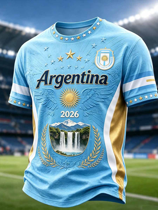 Men's Fashion Argentine Football Print T-Shirt