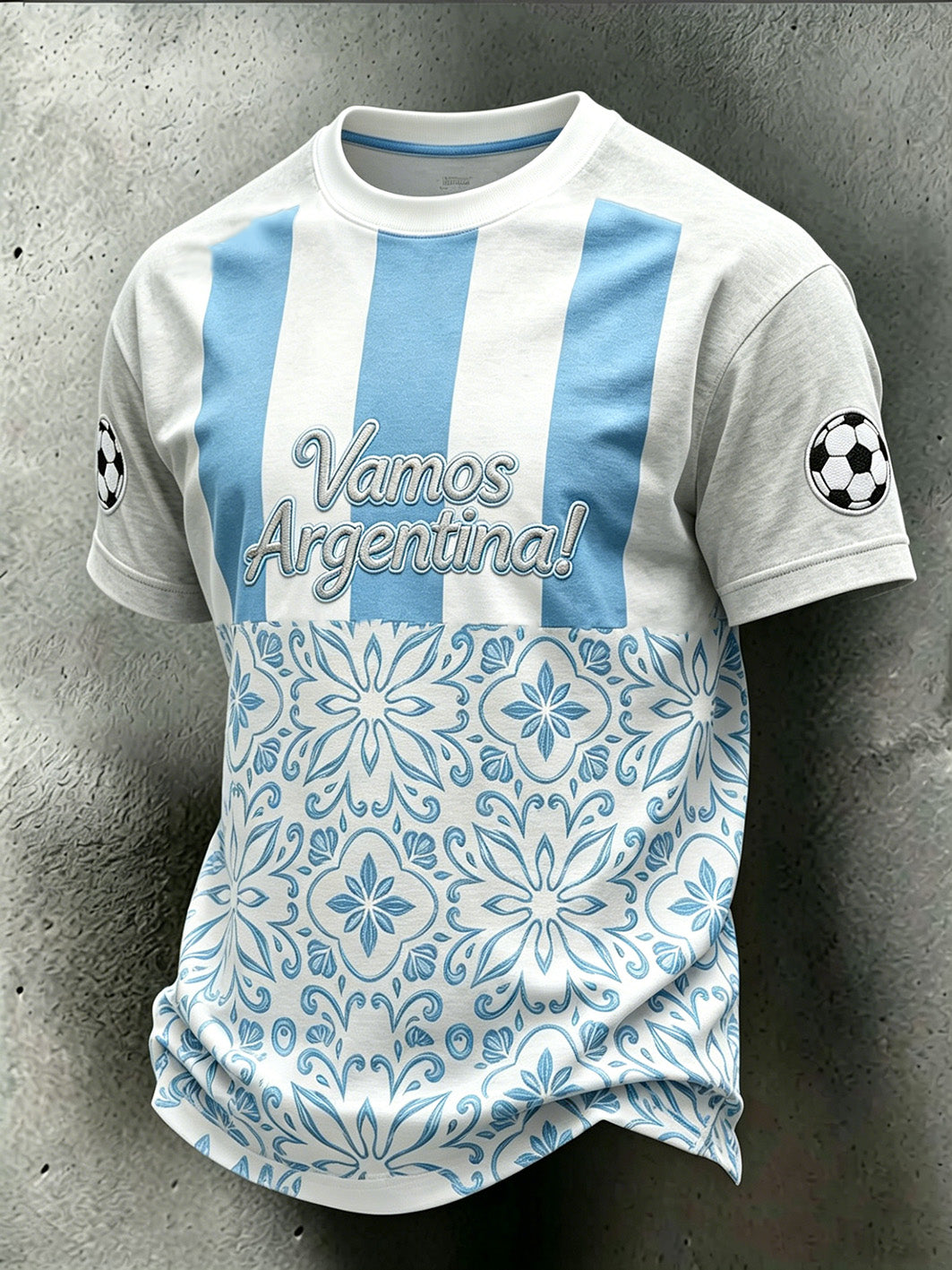 Men's popular football team cheering casual short sleeve T-shirt