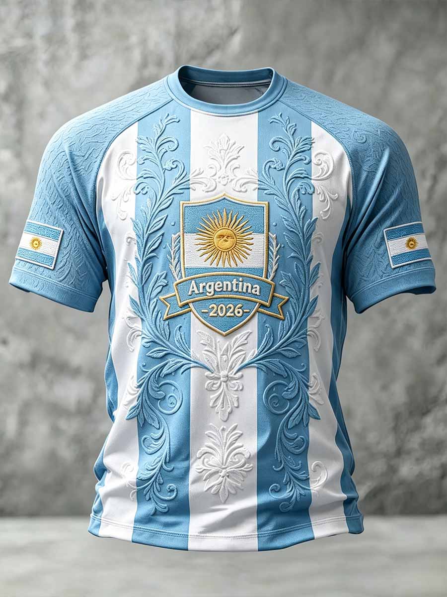 Men's Argentina Football Match Printed T-Shirt