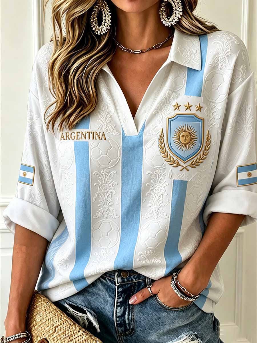 Women's Argentine Football Match Printed T-Shirt