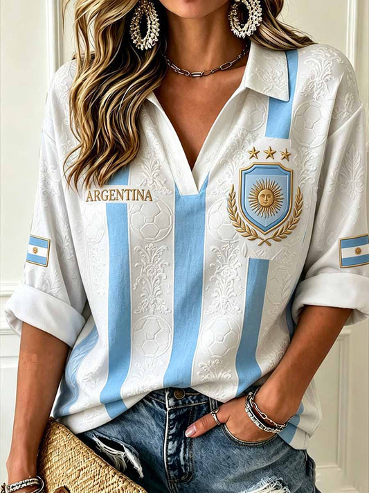 Women's Argentine Football Match Printed T-Shirt