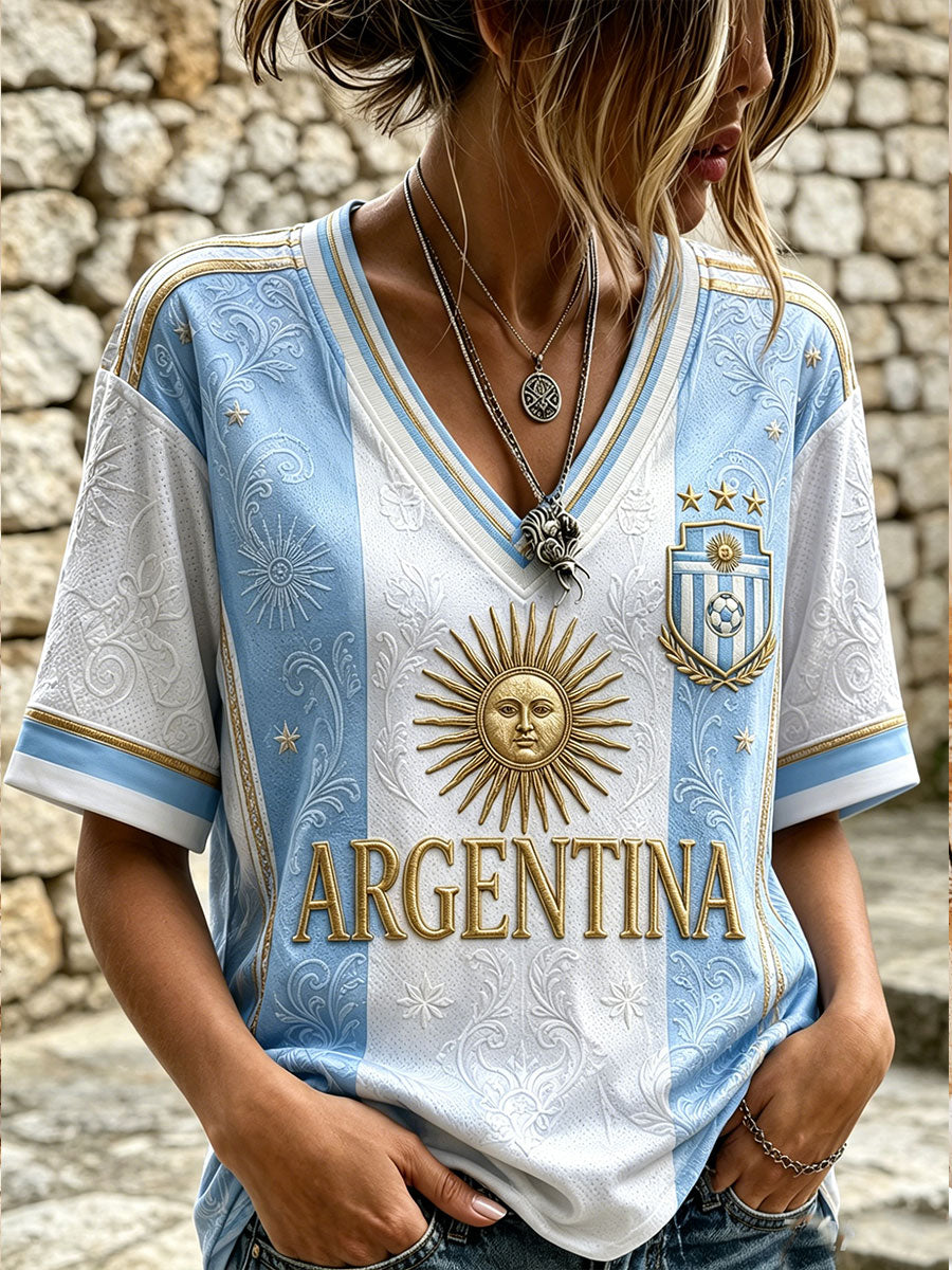 Women's Argentina Football Short-sleeved T-shirt