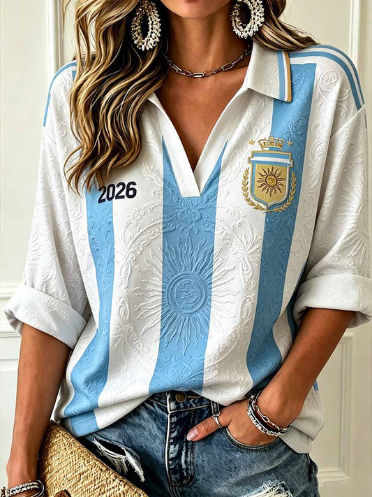 Women's Argentine Football Match Printed T-Shirt