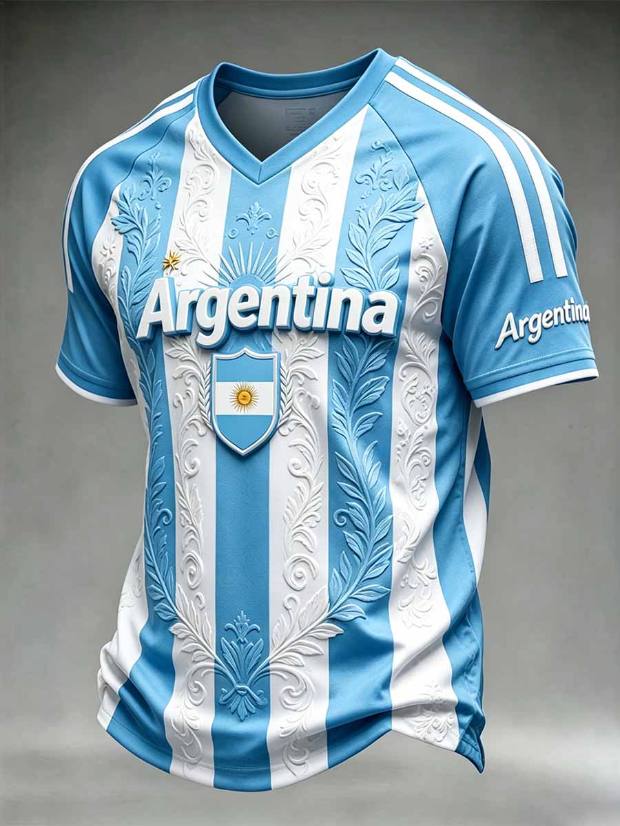 Men's Argentina Football Match Printed T-Shirt
