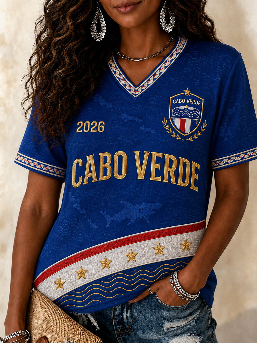 Women's Gift For Football Fans Print Casual V-Neck Tee