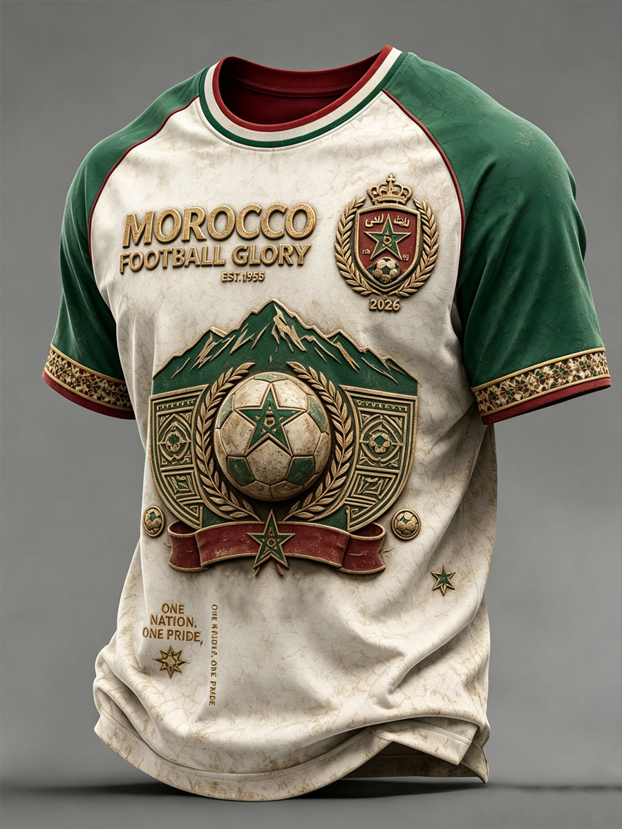 Men's Moroccan Football Fan Casual Printed T-shirt
