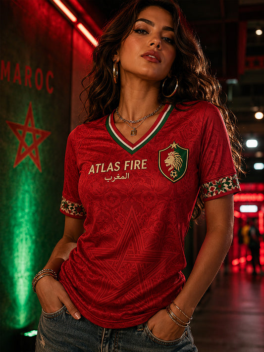 Retro Moroccan Football Fan Art Print Casual T-Shirt