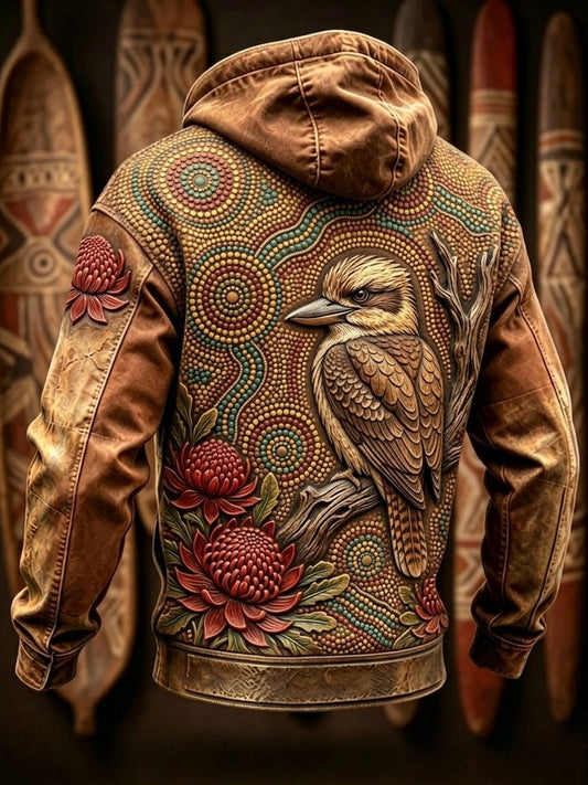 Men's AU Aboriginal Art NAIDOC Week Printed Hooded Jacket