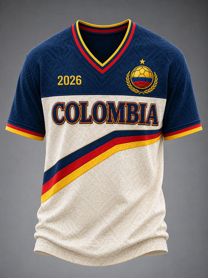 Men's Colombia Football Print Casual T-Shirt