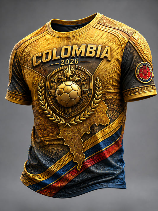 Vintage Colombia Soccer Map Casual T-Shirt