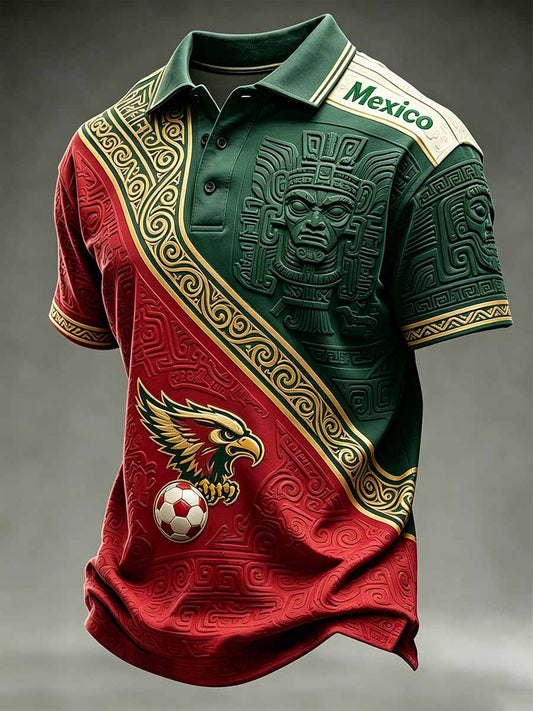 Men's Mexican Football Print Polo Shirt