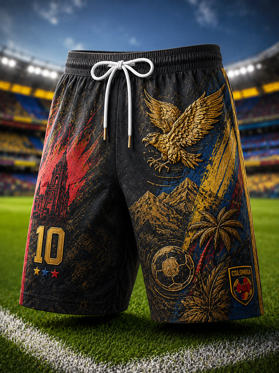 Retro Columbia Soccer Fan Casual Shorts