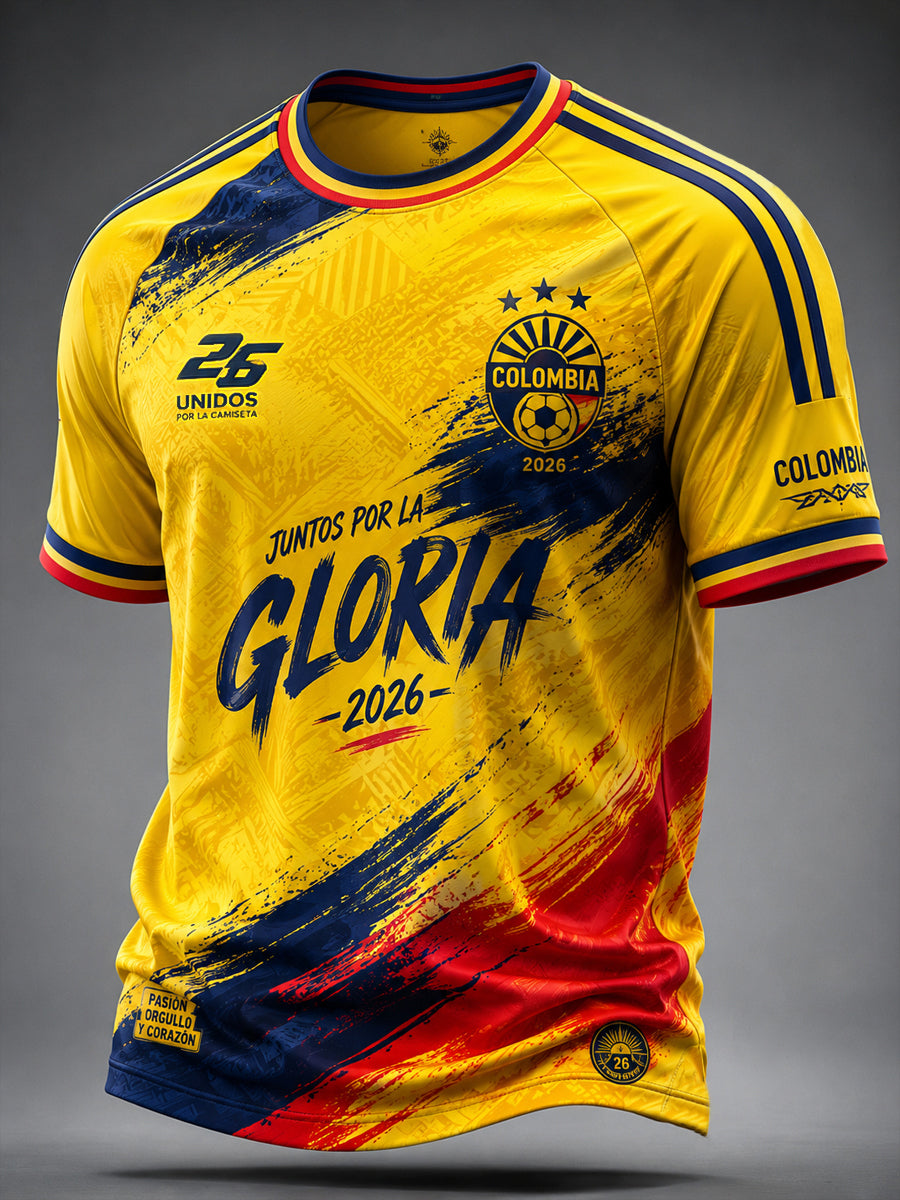 Retro Colombia Soccer Fan Classic Casual T-Shirt