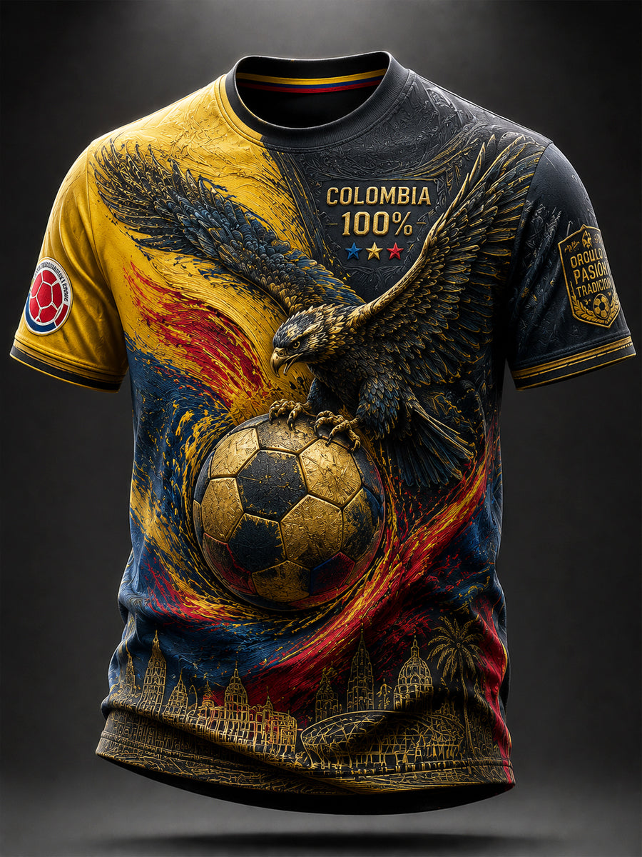 Retro Colombia Soccer Fan Casual T-Shirt
