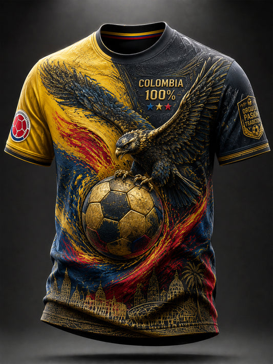Retro Colombia Soccer Fan Casual T-Shirt