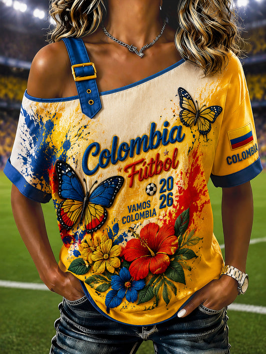 Women's Columbia Classic Off-the-Shoulder Soccer T-Shirt