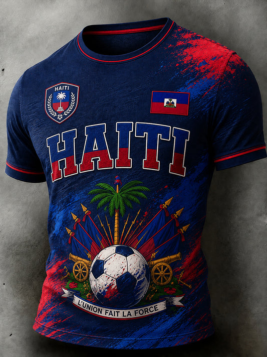 Men's Short-Sleeved T-Shirt With Football Print