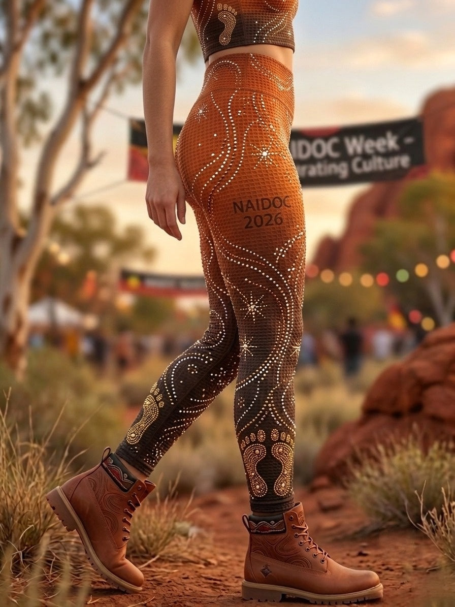 Women's AU Aboriginal Art NAIDOC Week Printed Sports Stretch Leggings
