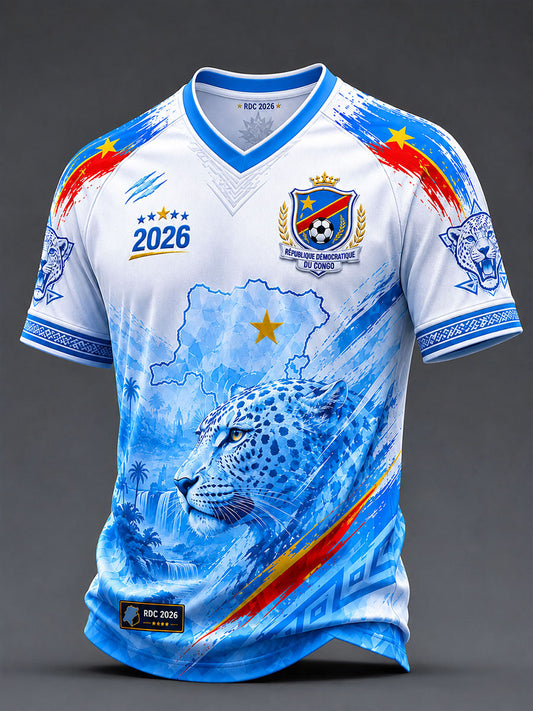 Men's Democratic Republic of the Congo Football V-Neck T-Shirts