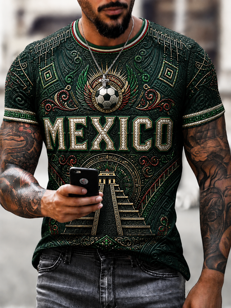 Men's Mexico Football Printed short sleeves t-shirt