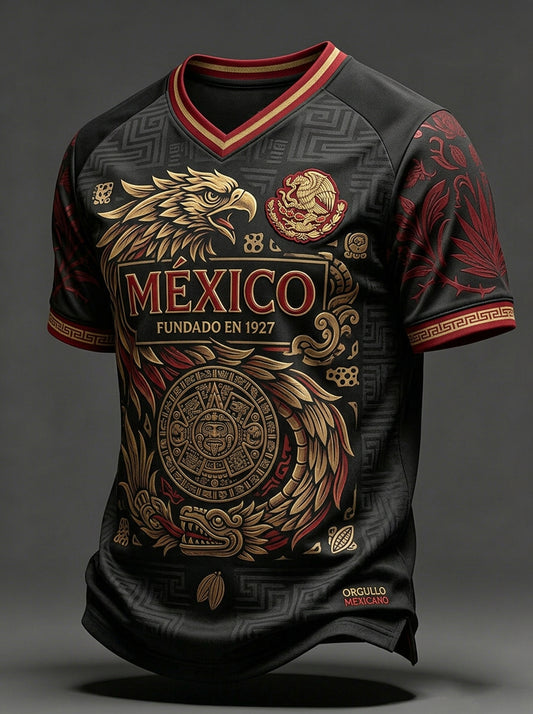 Men's Mexican Football Fan Casual Printed T-shirt