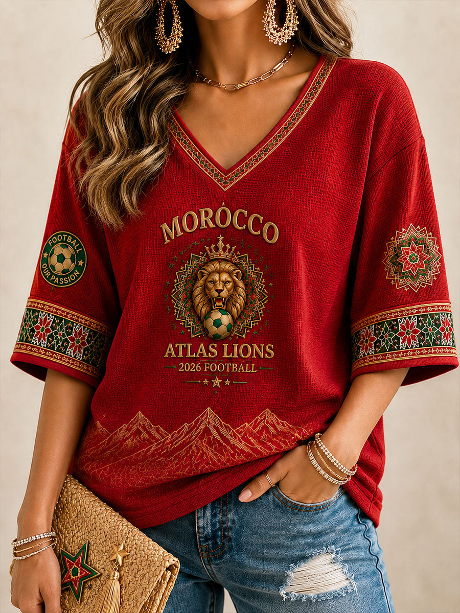 Women's 2026 Morocco Football Waffle T-shirt