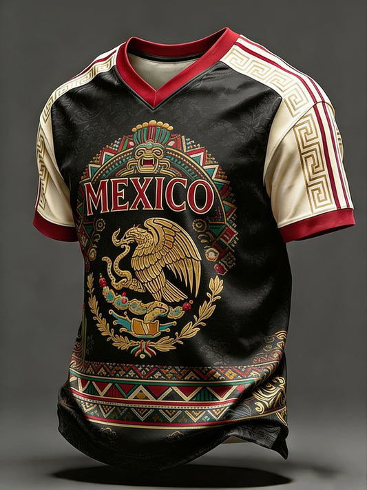 Men's Mexican Football Fan Casual Printed T-shirt
