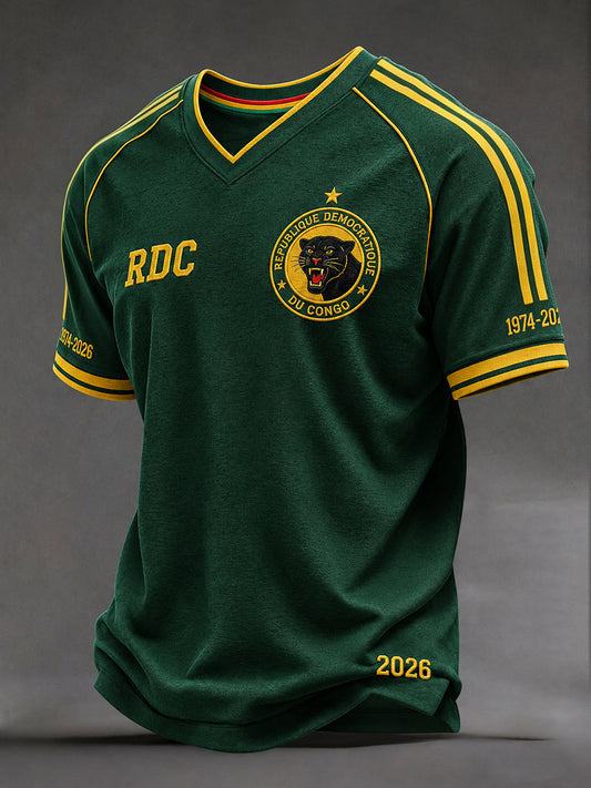 Men's 2026 Democratic Republic of Congo Football V-Neck T-Shirts