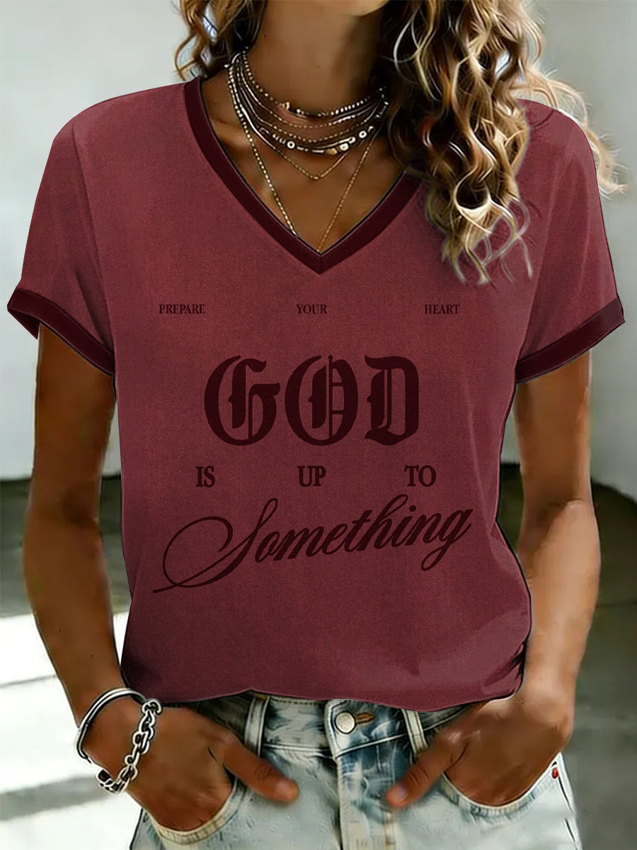 Women's Faith Printed V-neck T-shirt