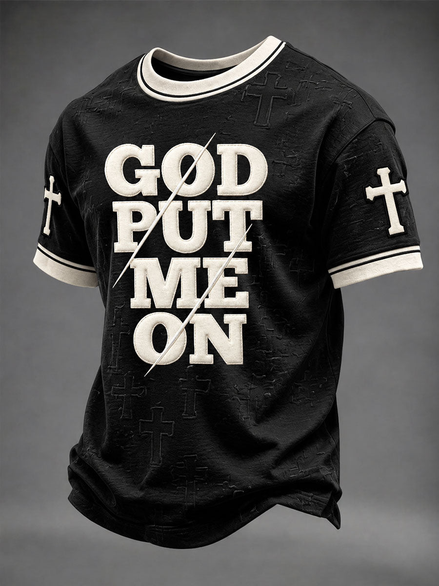 Men's“God Put Me On”Print Casual Unisex T-shirt