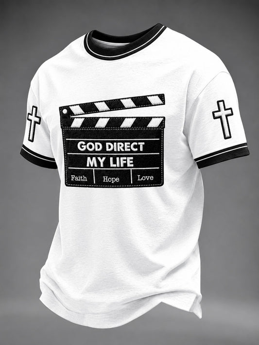 Men's“God Direct My Life ”Print Casual Unisex T-shirt