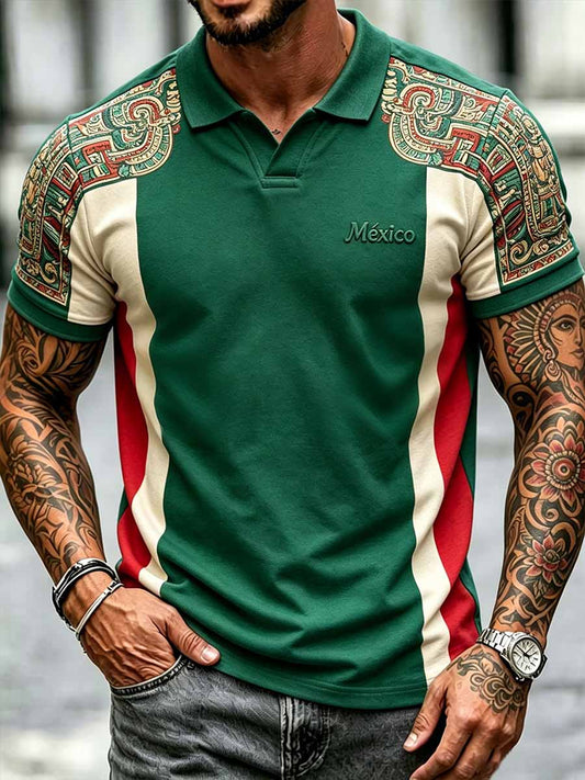 Men's Mexican Football Print Polo Shirt
