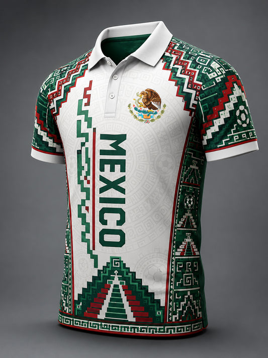 Men's Mexican Football Match Cheering Art Print Polo Shirt