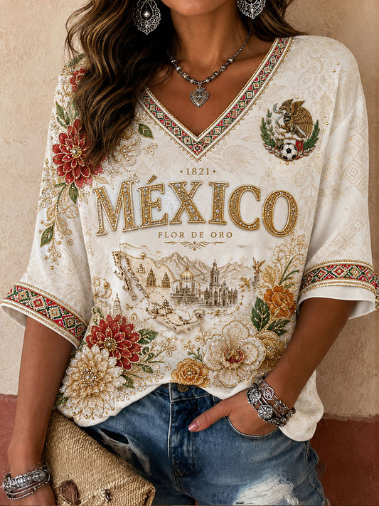 Women's Mexico Pride Art Printed T-shirt