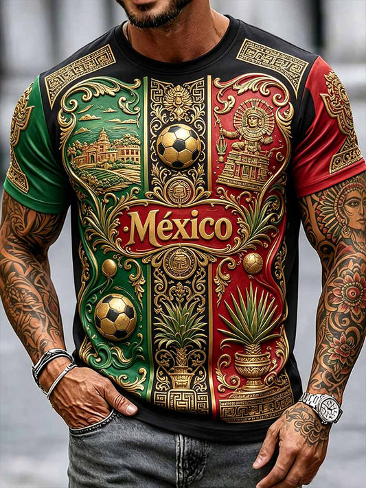 Men's Mexican Football Print T-Shirt