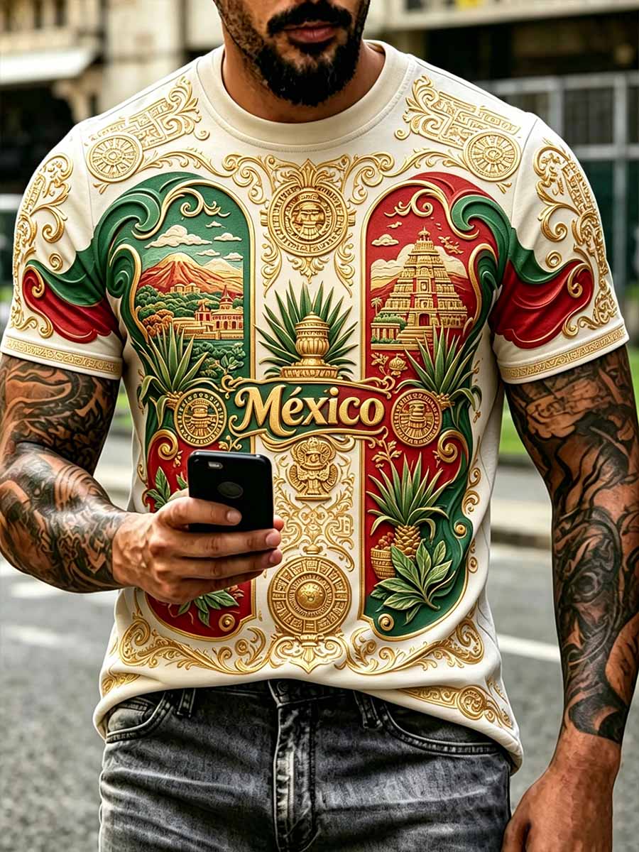 Men's Mexican Football Print T-Shirt