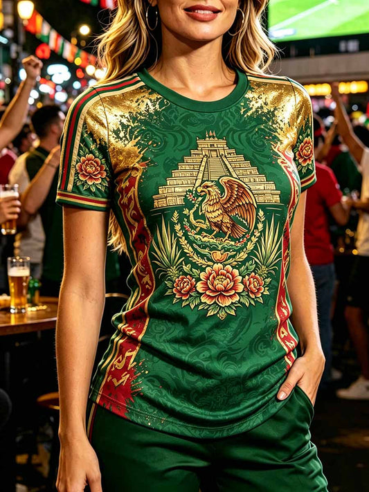 Women's Mexican Football Print T-Shirt