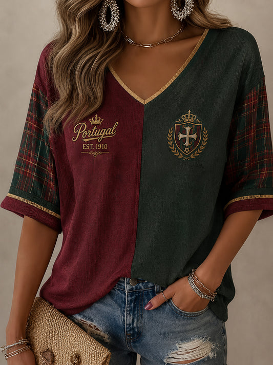 Women's Portuguese Football Print Casual T-shirt