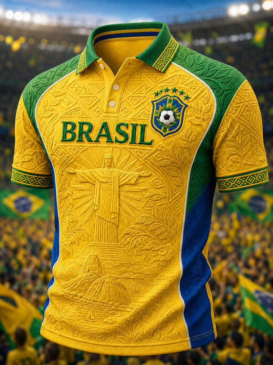 Men's Brazil Football Fan Gift Short Sleeve Top