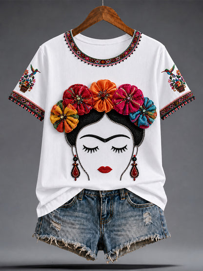 Women's Mexico Guelaguetza Lele Doll Art Printed T-shirt