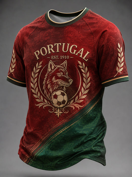 Men's Portuguese Football Printed Casual short sleeves t-shirt