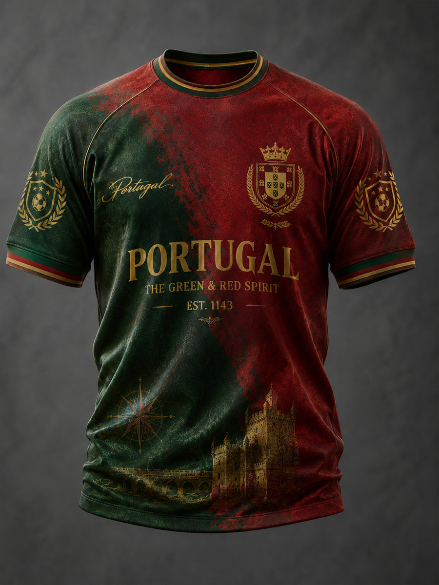 Men's Portuguese Football Printed Casual short sleeves t-shirt