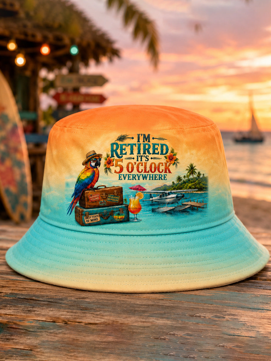 Unisex I'm Retired It's 5 O'clock Everywhere Parrot Print Casual Hat