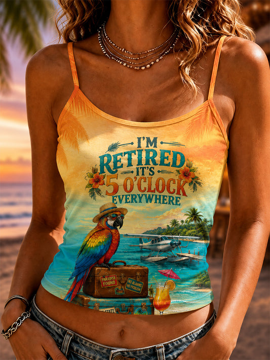 Men's I'm Retired It's 5 O'clock Everywhere Parrot Print Casual Vest