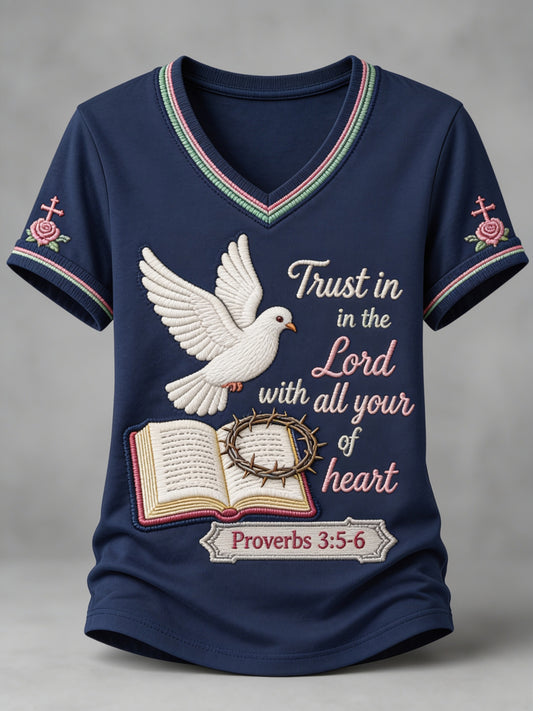 Women's Religious Print Casual Short-Sleeve T-Shirt
