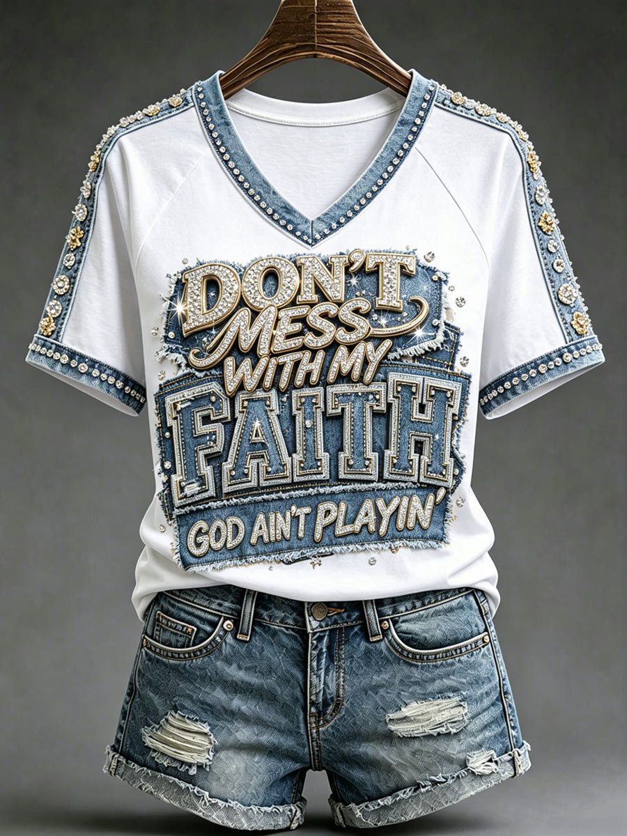 Women's Religious Print Casual Short-Sleeve T-Shirt