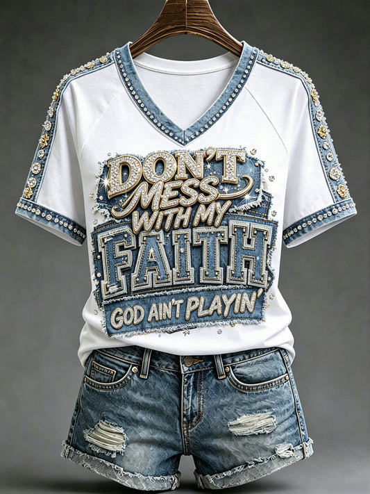 Women's Religious Print Casual Short-Sleeve T-Shirt