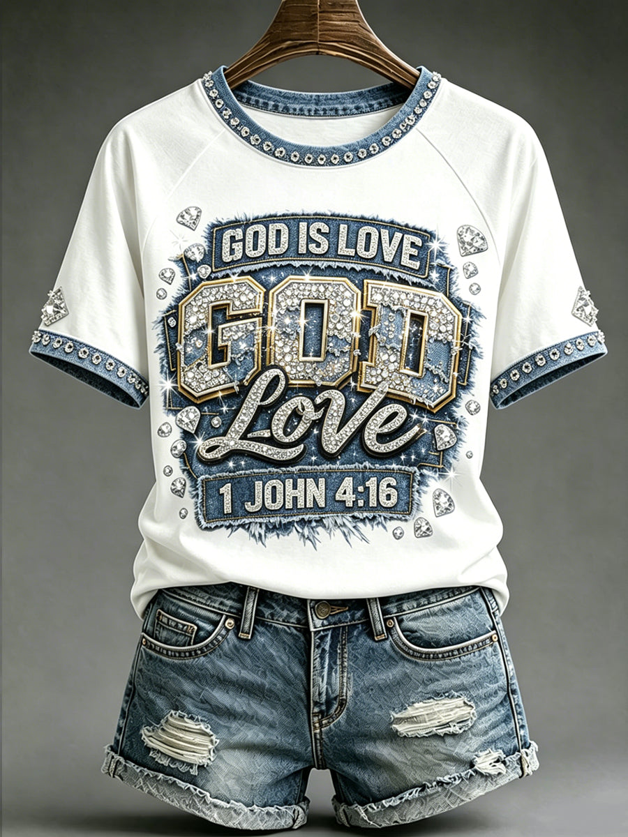 Women's Religious Print Casual Short-Sleeve T-Shirt